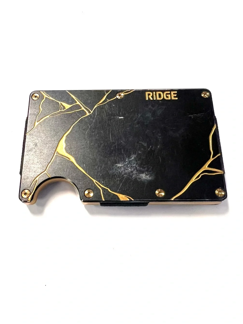The Ridge RFID Blocking Aluminum Wallet Cash Strap Black/Gold